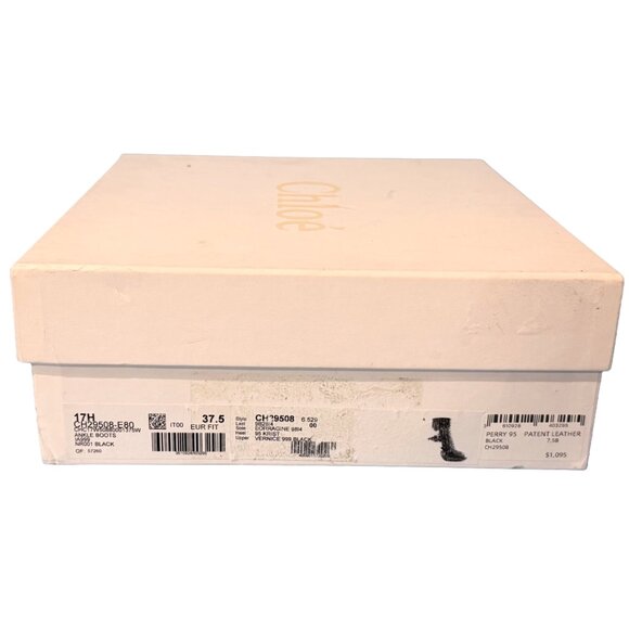 Brand New Chloe Perry 95 Patent Leather Square Toe Ankle Boots - Picture 3 of 13